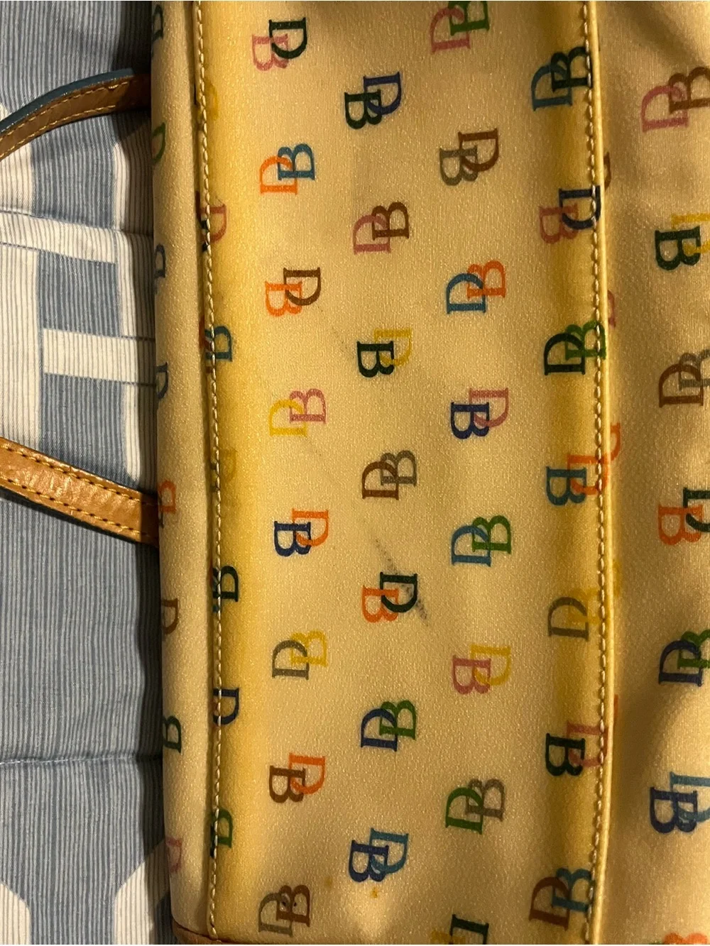 Multicolor Logo Print Women’s Satchel - Cream and Tan no UV - Picture 8 of 11